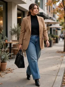 The Polished Blazer + Wide-Leg Denim Look