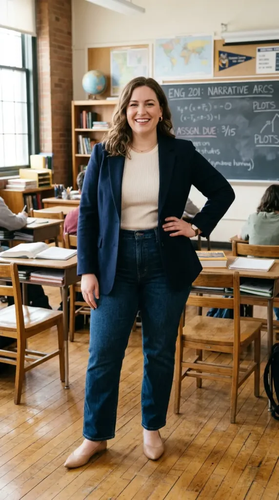The Power Blazer & Straight-Leg Denim Combo