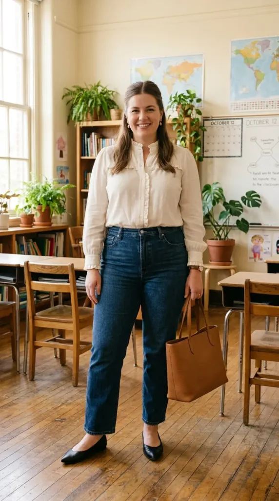 The Romantic Blouse & Dark Denim Pair