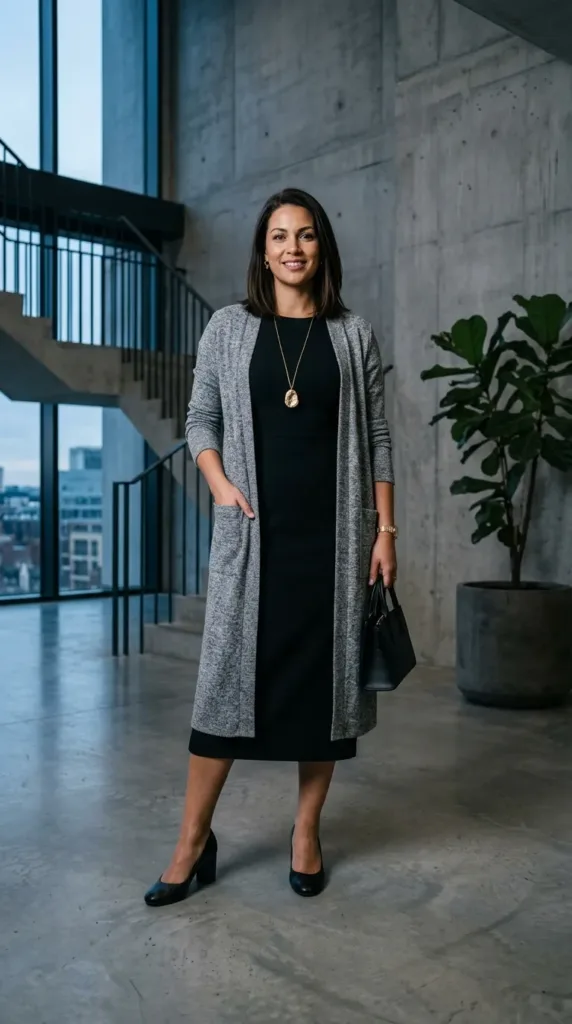 The Sleek Column Dress & Long Cardigan