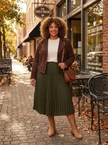 The Suede Jacket & Midi Skirt Outfit
