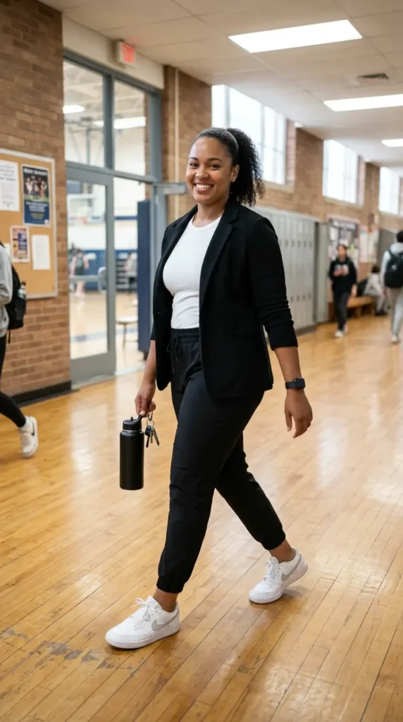 The Sporty-Chic Jogger & Blazer Mix