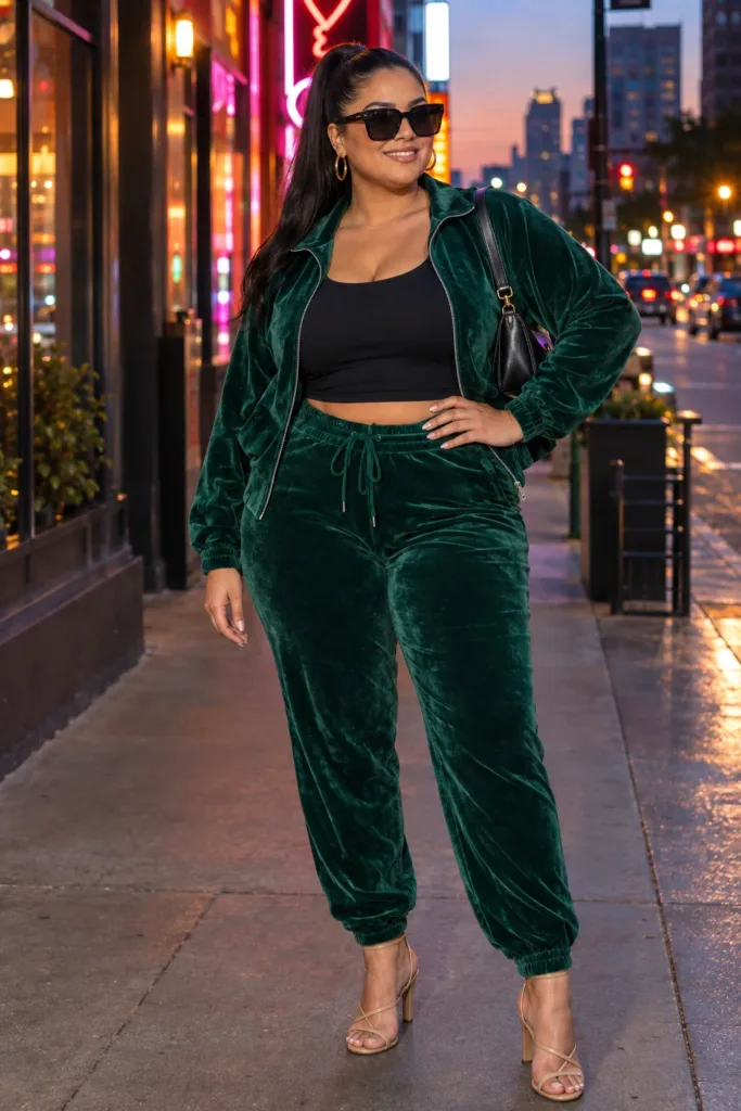 The Sporty-Chic Tracksuit and Heels Mix