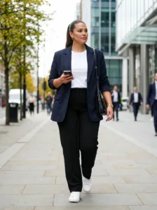 The Sporty-Chic Blazer & Sneaker Look