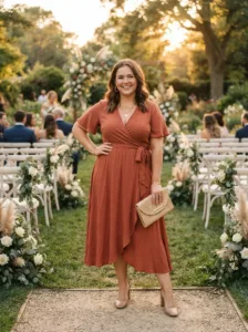 The Terracotta Wrap Midi Dress