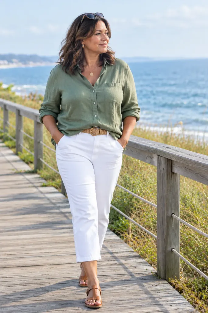 Woman over 50 in cropped jeans