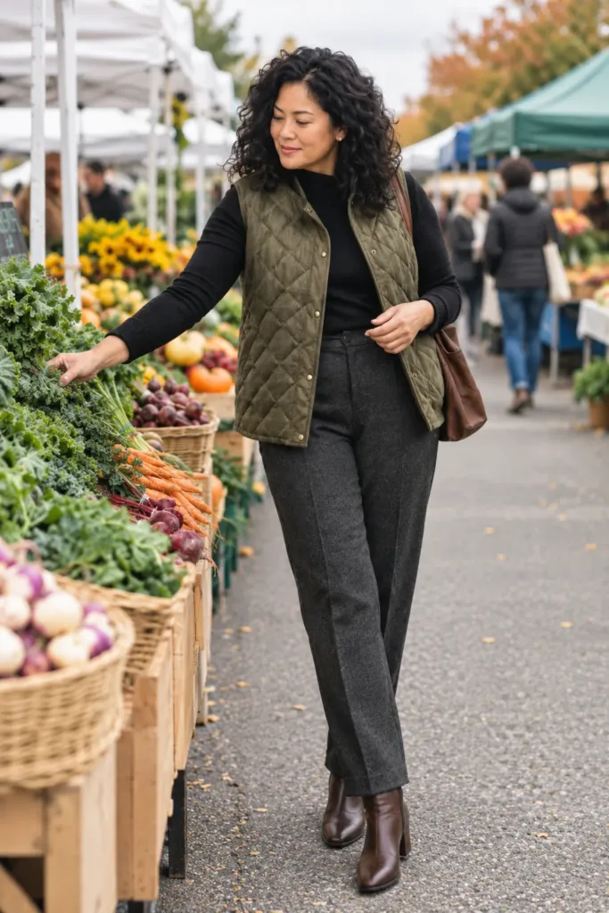 Layered wool outfit for women