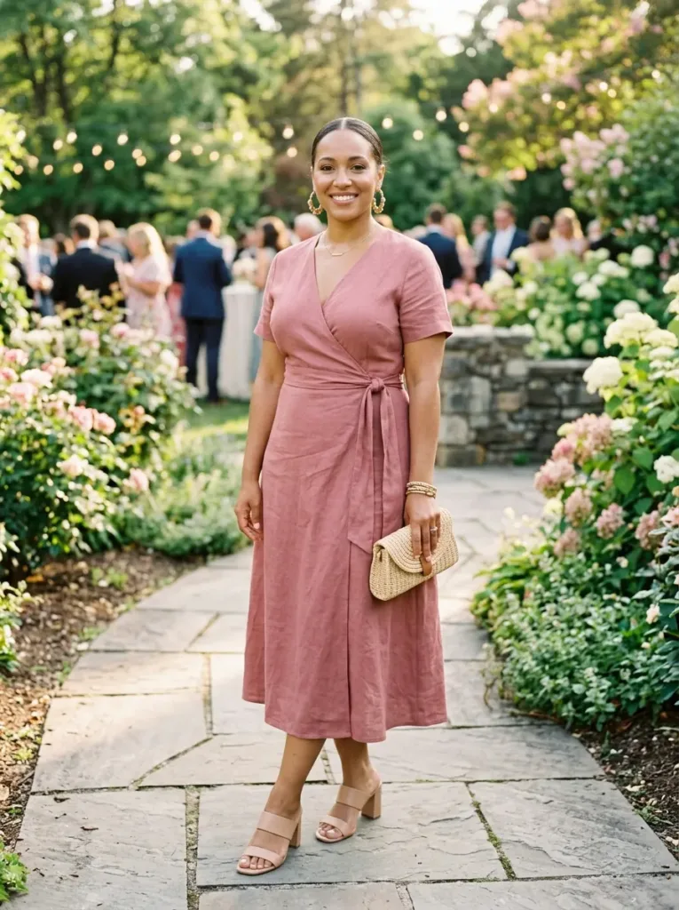 Versatile plus size dusty rose Easter dress for rewearing all spring