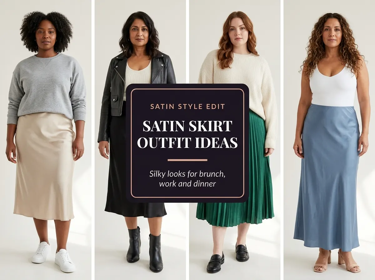 Satin Skirt Outfits for Brunch, Work and Dinner