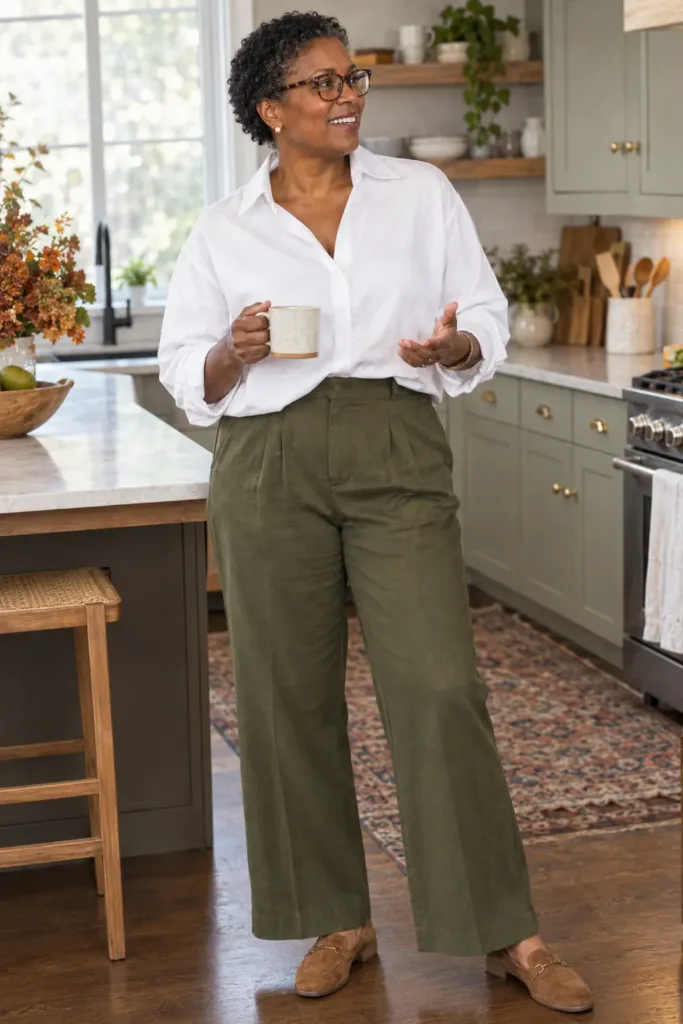 Woman over 50 in white button-down