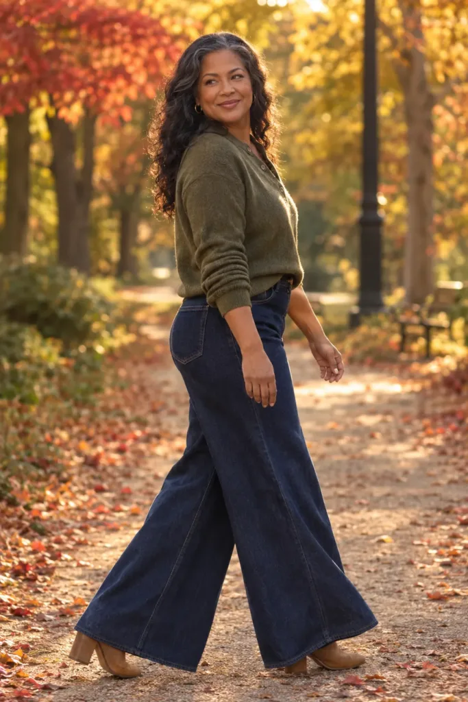 Thanksgiving Sweater Outfits for Women Over 50 That Feel Cozy 11 Earth-tone henley sweater