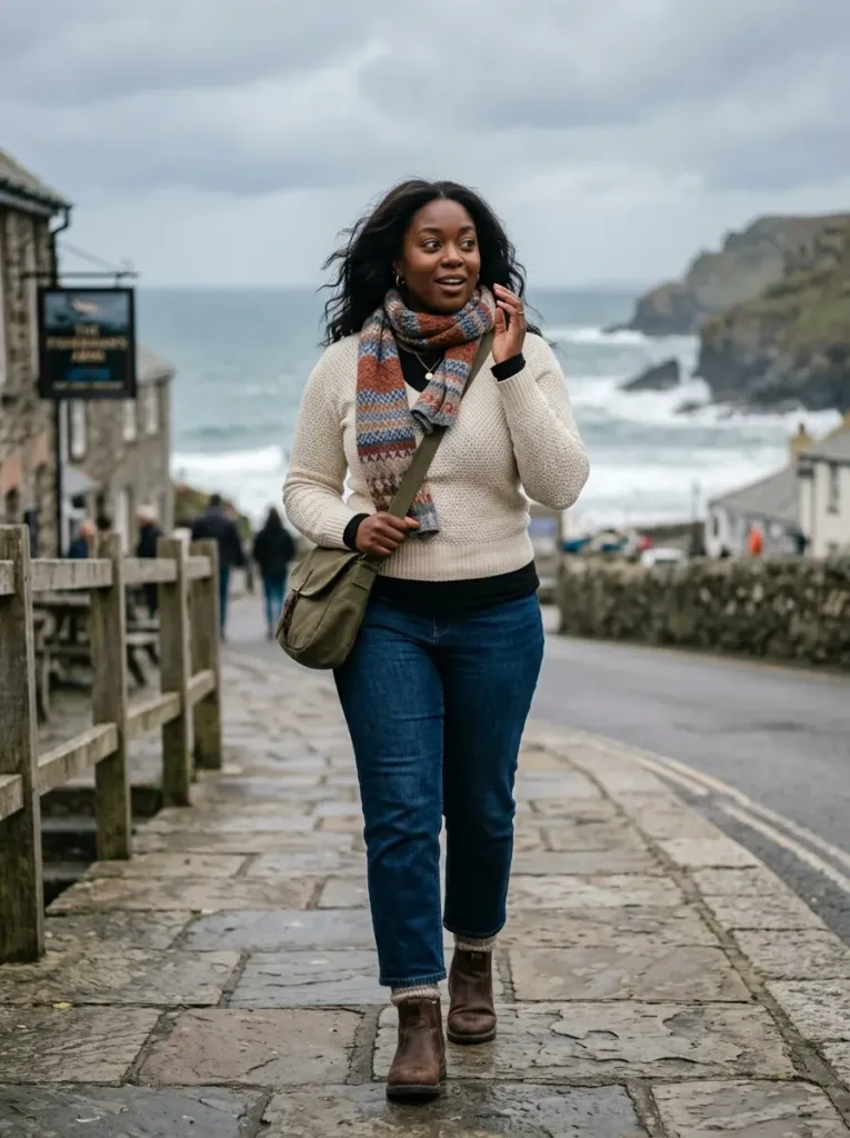 Plus size layered outfit for an unexpectedly cold spring break trip