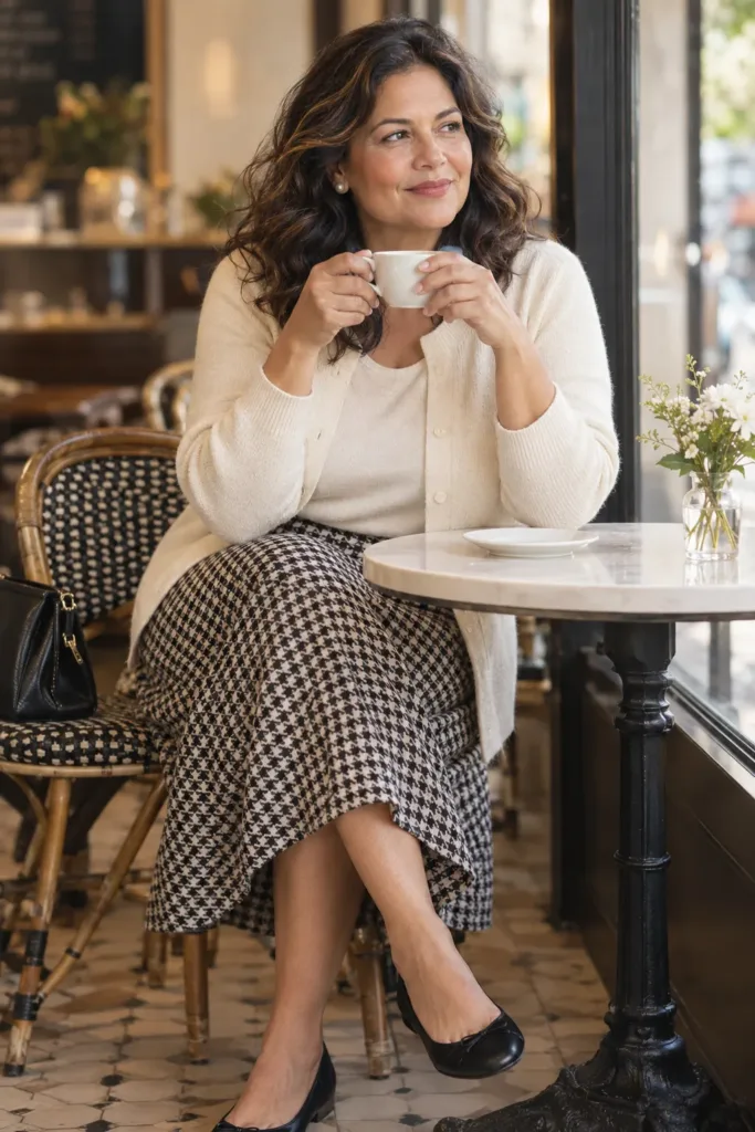 Wool-blend midi skirt